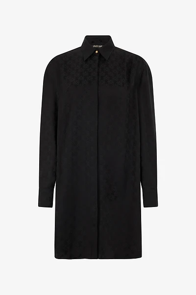 Silk Mini Shirt Dress with Monogram RC