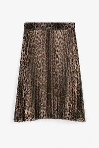 Leopard-Print Pleated Skirt