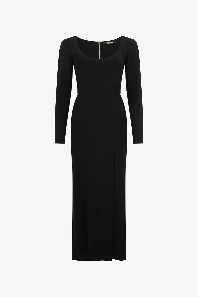 Black Midi Dress With Slit