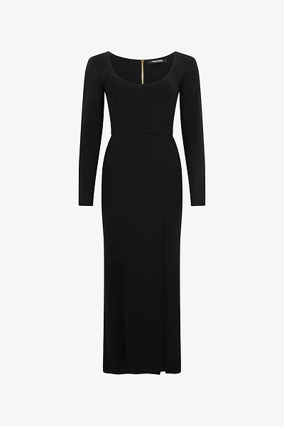 Black Midi Dress With Slit