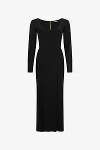 Black Midi Dress With Slit