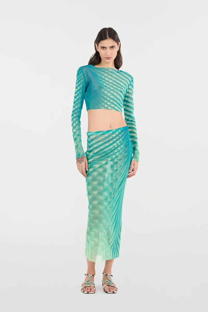 Psychedelic-Print Top And Skirt Set
