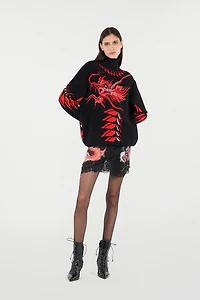 Silk Miniskirt With All-Over Dragon