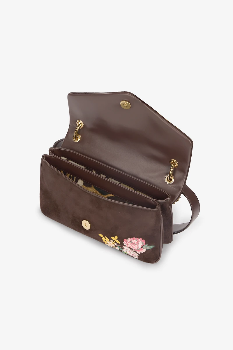 Suede Bag With Naturalistic Pattern
