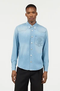 Denim Shirt With Mirror Snake Monogram