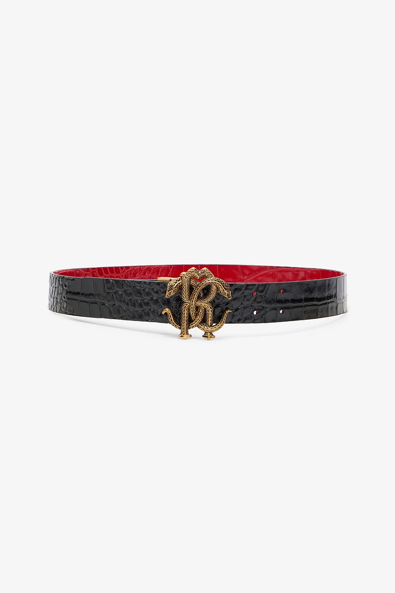 Reversible Belt With Mirror Snake Monogram