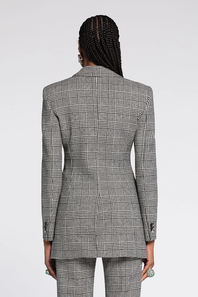 Houndstooth Single-Breasted Blazer