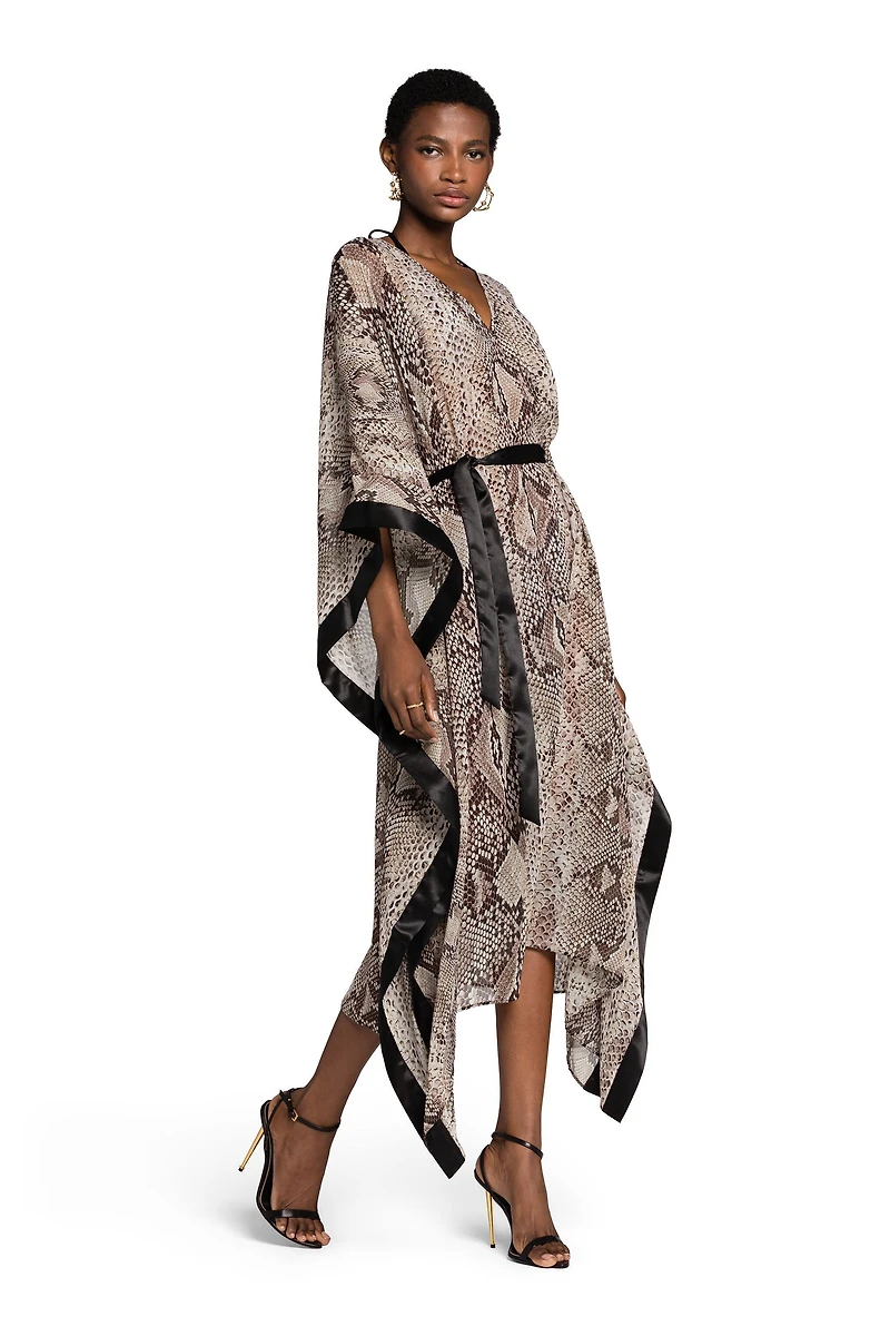 Snake-Print Kaftan Dress