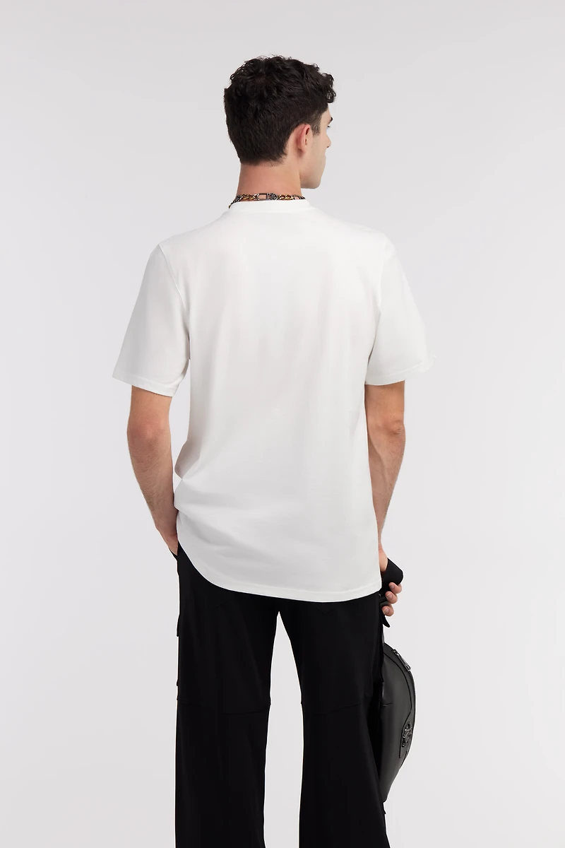 White T-Shirt With Embroidered Monogram RC