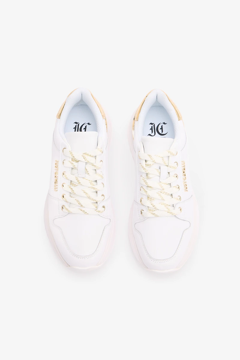 Sneakers With Laminated Logo And Back