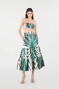 Ray Of Sea Print Cotton Midi Skirt