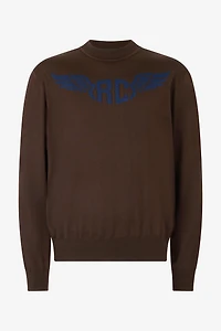 Wool Sweater With Winged Logo