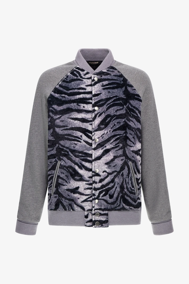 Zebra print sweatshirt with buttons