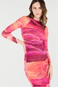Sheath Dress With Rose Print