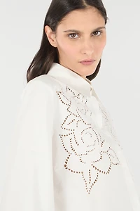 Shirt With Perforated Rose Motif