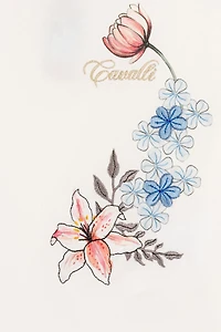 Flower-Print Logo-Embroidered T-Shirt