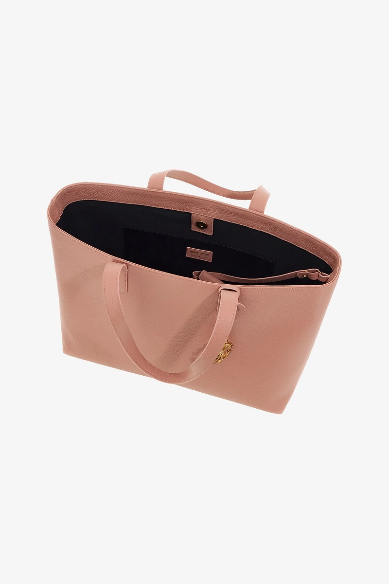 Pink Leather Shopping Bag With RC Monogram