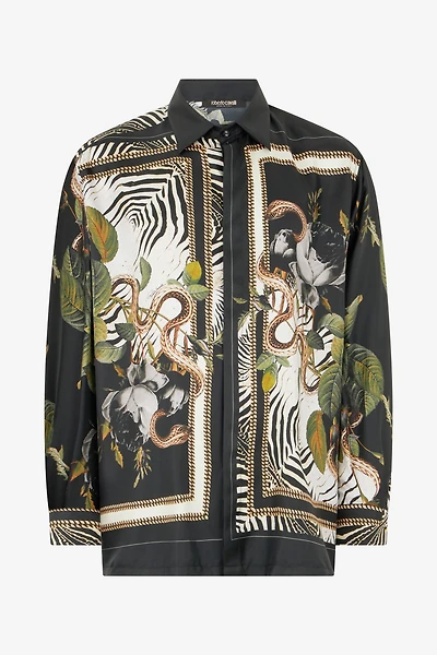 Zebra And Snake Print Silk Shirt
