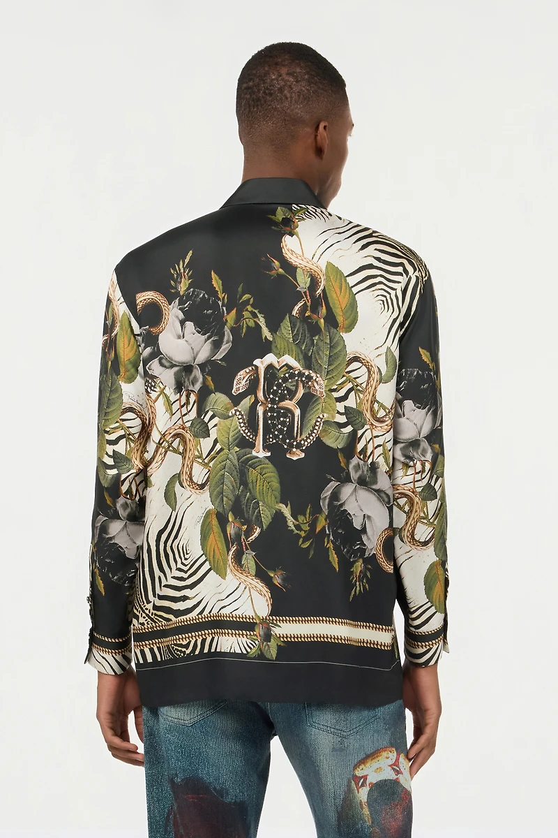 Zebra And Snake Print Silk Shirt