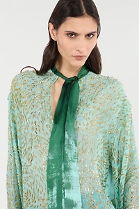 Silk-Blend Blouse With Radiant Pattern