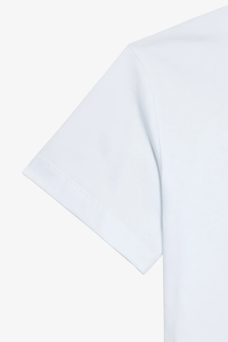 Optical White T-Shirt with RC Monogram Rhinestones