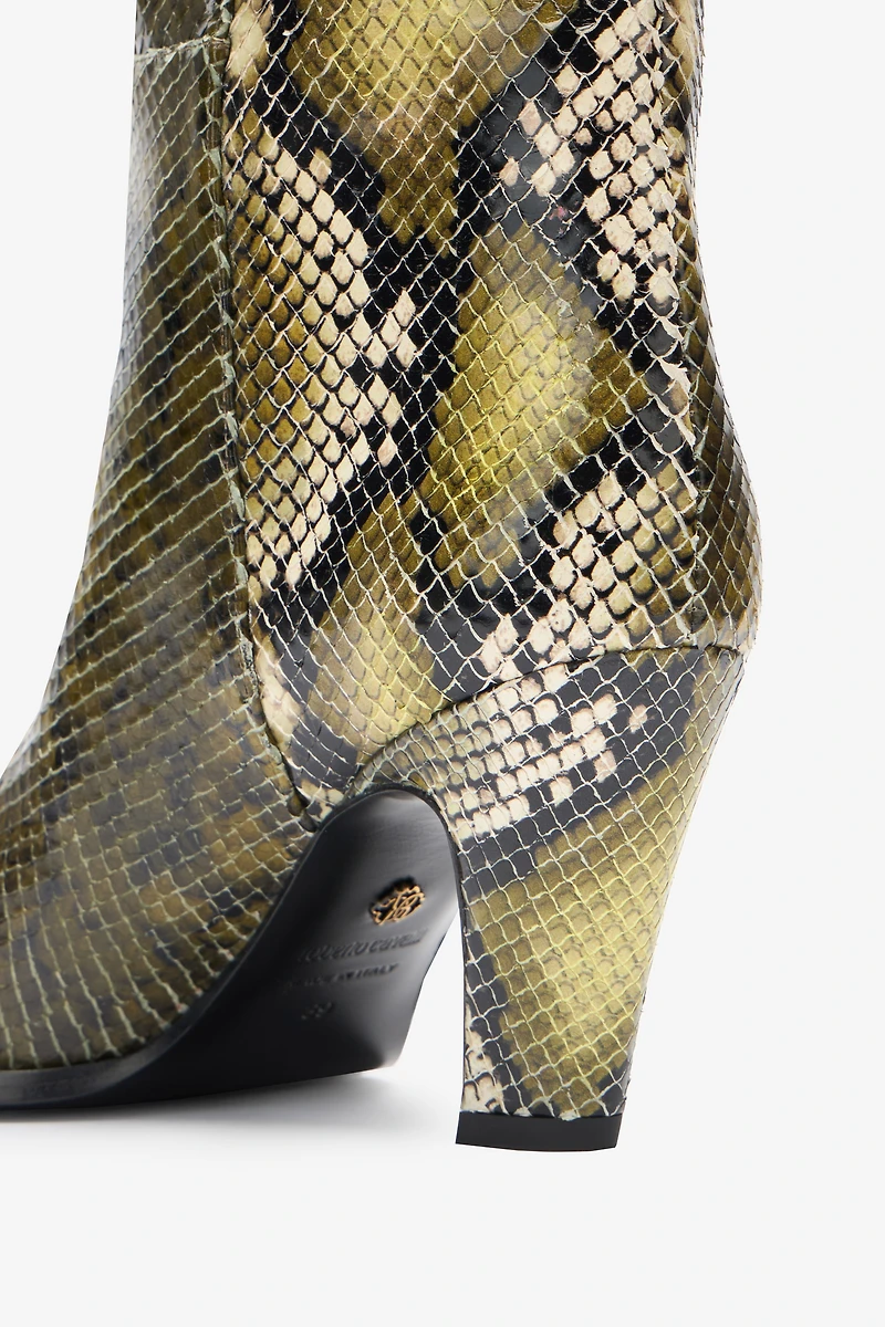 Knee-high boots with python print
