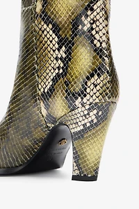 Knee-high boots with python print