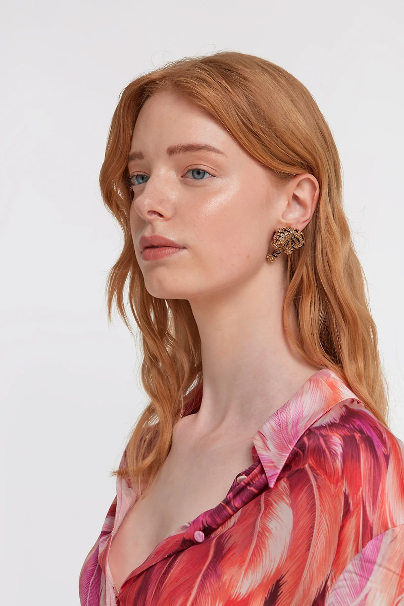 Gold Tiger Earrings