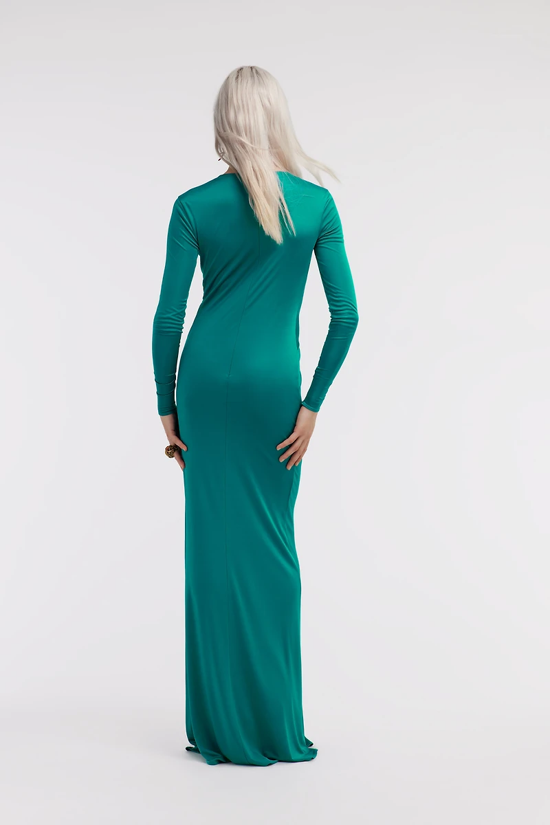 Emerald Green Knotted Maxi Dress