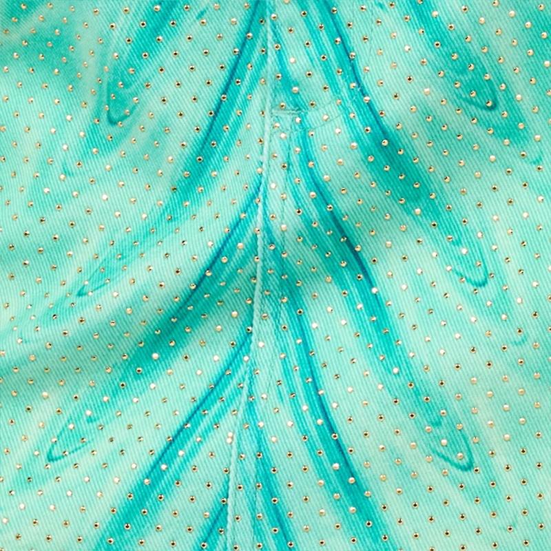 Miniskirt With Optical Glass Print And Micro Studs