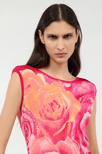 Mini Dress With Garden Rose Print