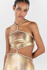 Cut-Out Short Dress with Ropes