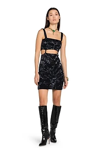 Leopard Bead-Embellished Mini Dress
