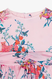 Floral And Jaguar-Print Silk Dress