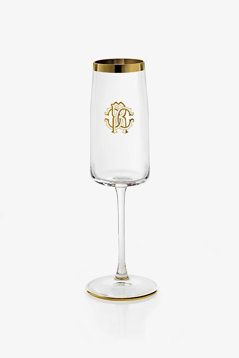 Monogram Gold 2 Champagne Goblets Set