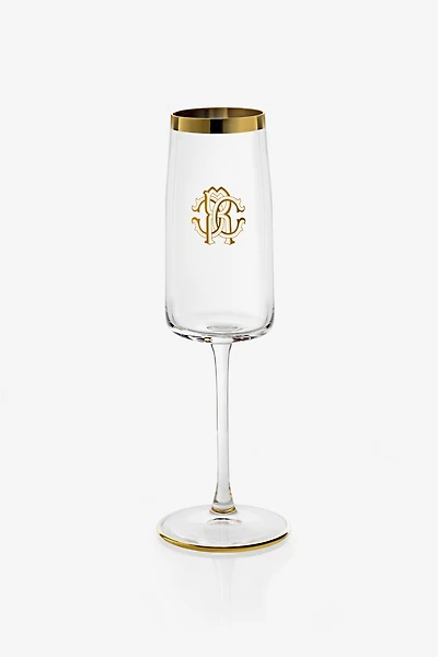 Monogram Gold 2 Champagne Goblets Set