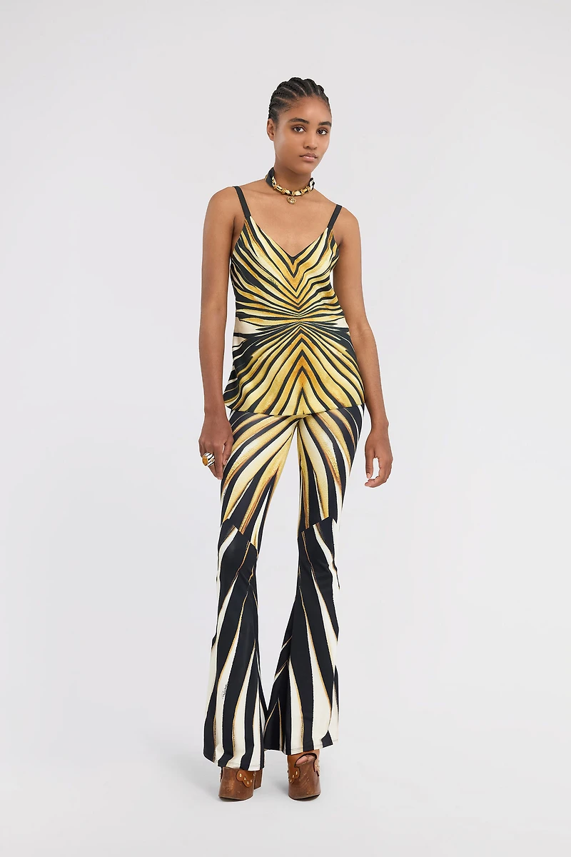 Ray Of Gold Print Silk Top
