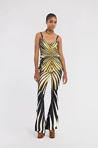 Ray Of Gold Print Silk Top
