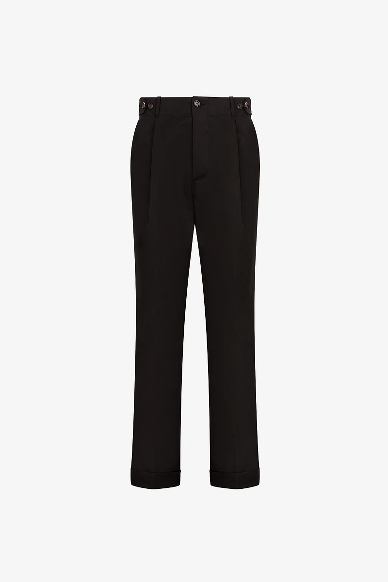 Pleat-detail straight-leg trousers