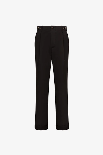 Pleat-detail straight-leg trousers