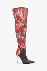 Knee-High Boots With Dragon Print