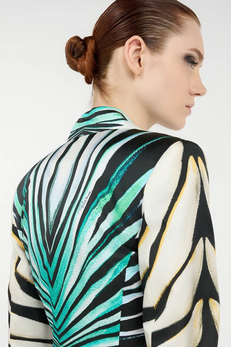 Ray Of Sea Print Silk Jacket