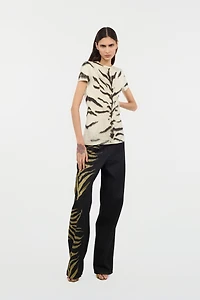Jeans With Zebra Print On Side