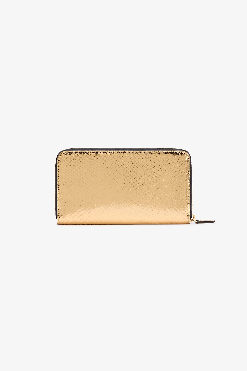 Snake Print Zip-Around Wallet