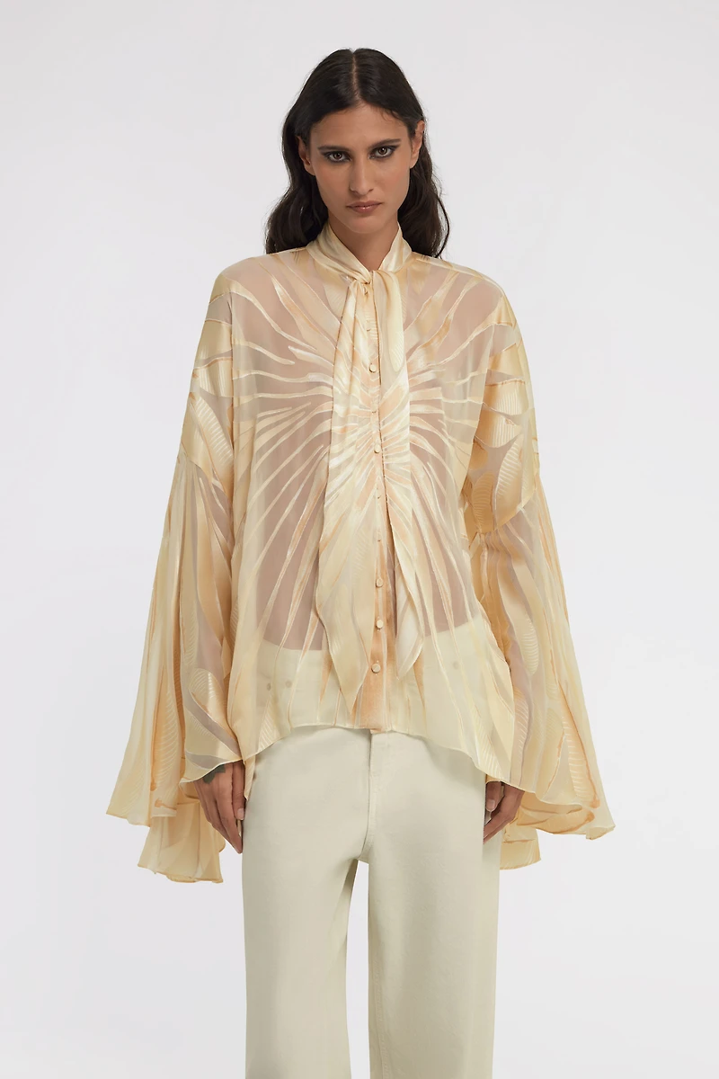Ray Of Gold Print Satin Blouse