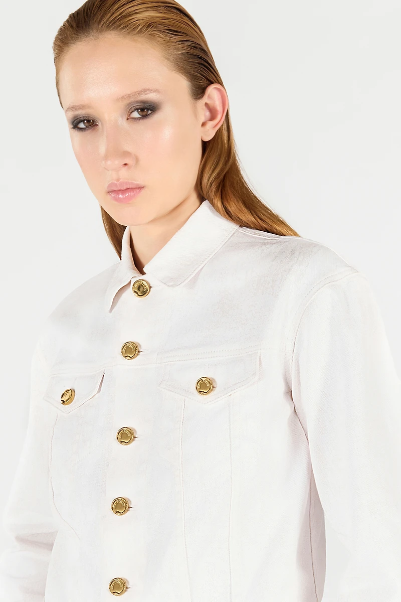 Denim Jacket with Gold Buttons