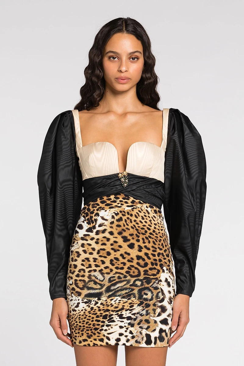Leopard-print mini dress