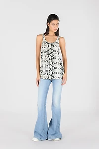 Racerback tank top with python-effect print