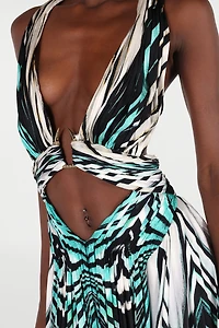 Ray Of Sea Print Maxi Dress Silk