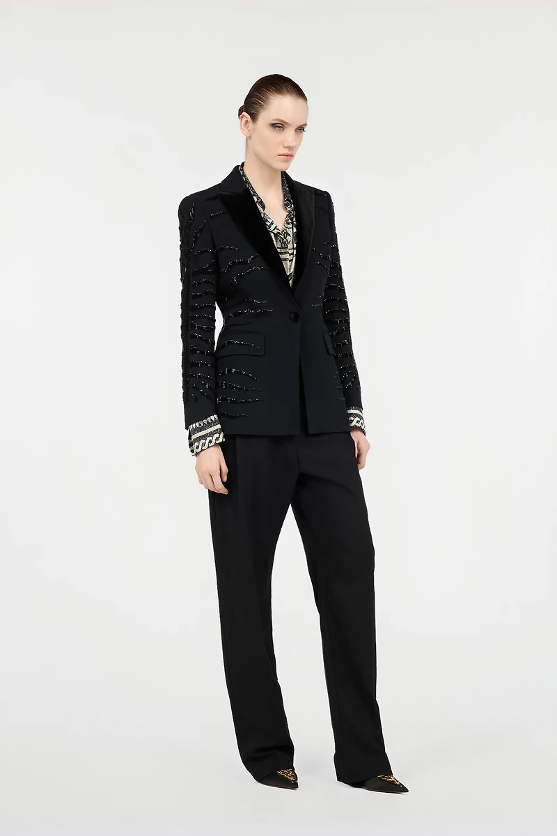 Black Jacket with Zebra Sequin Pattern